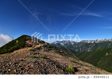 横通岳の登山道と保高連峰の絶景大パノラマ 89846611