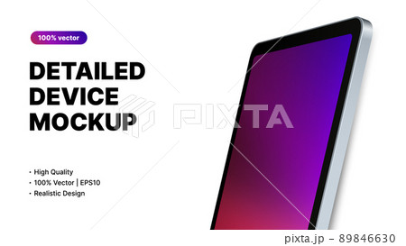 Detailed Device Mockup. Editable Gadget, Tablet, Smartphone Design. Minimalistic Advertisement Banner Template 89846630