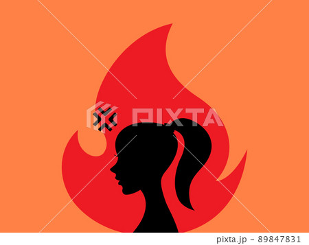 イライラした感情の女性が激怒するイメージシルエット 89847831