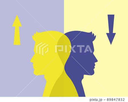 双極性障害のメンタル状態を表す男性シルエットのイメージイラスト 89847832
