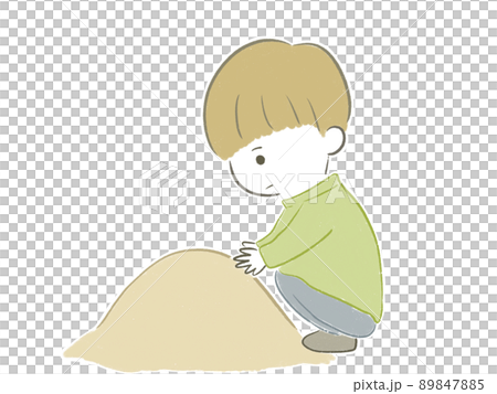 1人で砂場でお山を作って遊ぶ子ども 89847885