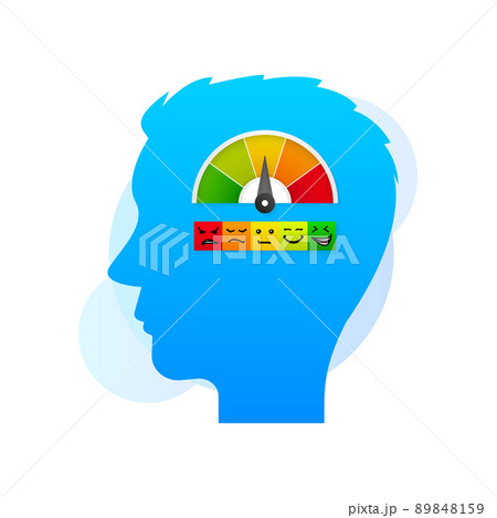 Credit score meter with different emotions vector concept isolated on white background. Head icon 89848159