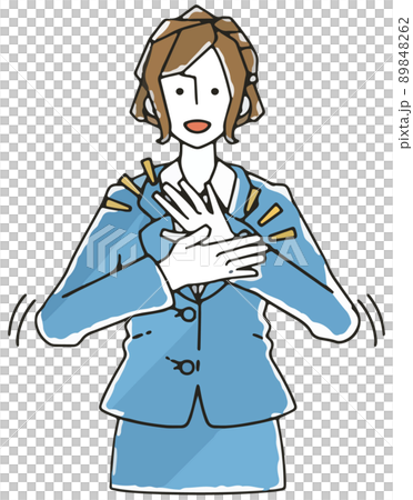 Illustration of a business woman in a suit applauding 89848262