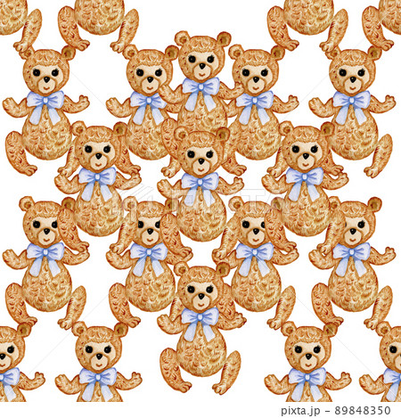Cartoon lovely Teddy Bear toy Saint Valentine's day seamless pattern texture 89848350