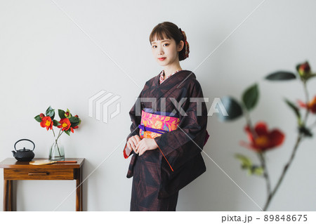 大島紬　椿　 89848675