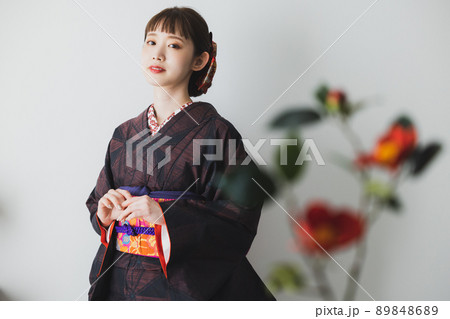 大島紬　椿　 89848689