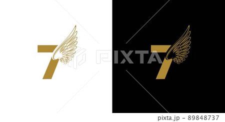 The number seven logo design combined with the modern and amazing wing symbol The number seven logo design combined with the modern and amazing wing symbol 89848737