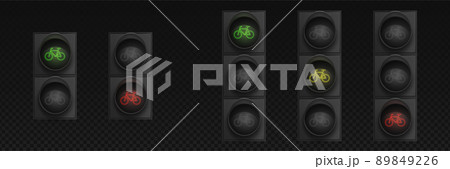 Bicycle traffic lights with red, yellow, green led 89849226