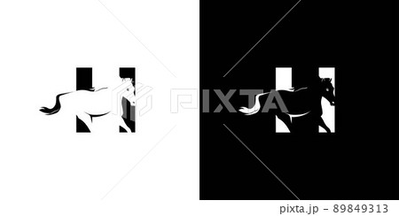 Logo design with the initial letter H combined with the symbol of a horse is modern and professional Logo design with the initial letter H combined with the symbol of a horse is modern and professional 89849313