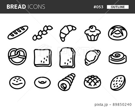 パンに関連するラインスタイルのアイコンセット_053 パンに関連するラインスタイルのアイコンセット_053 89850240