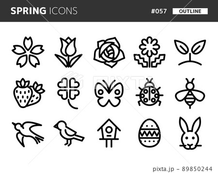 春に関連するラインスタイルのアイコンセット_057 春に関連するラインスタイルのアイコンセット_057 89850244