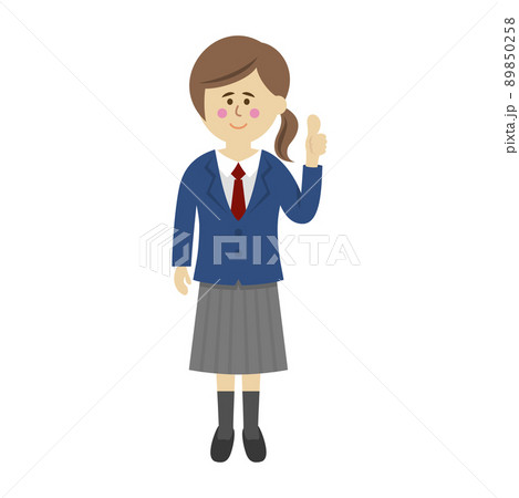 グッドポーズをする学生のイラストイメージ 89850258