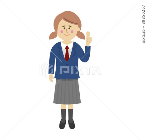 グッドポーズをする学生のイラストイメージ 89850267