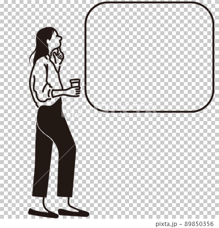 商務女導遊,全身線條畫,單色解說 商務女導遊,全身線條畫,單色解說 89850356