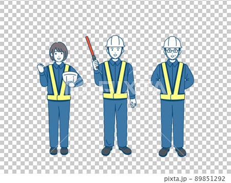 ガードマン　交通誘導　警備員　男女　イラスト 89851292