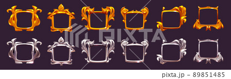 Empty gold and silver frames of game award labels 89851485
