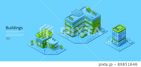 Poster with isometric modern city buildings 89851646