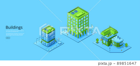 Buildings poster with isometric office and store 89851647
