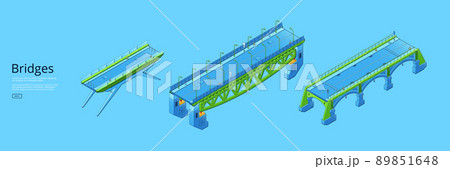 Banner with isometric bridges with car road 89851648