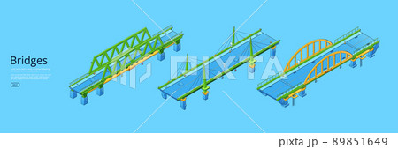 Bridges isometric web banner with famous landmark Bridges isometric web banner with famous landmark 89851649
