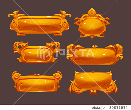 Game ui frames, gold medieval menu elements set 89851652