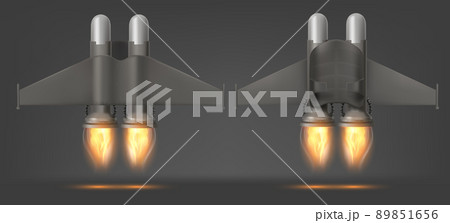 Jetpack with fire top and bottom view isolated 89851656