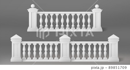 White stone or marble balustrades with pillars 89851709
