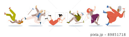 People fall down, clumsiness, danger accident set People fall down, clumsiness, danger accident set 89851718