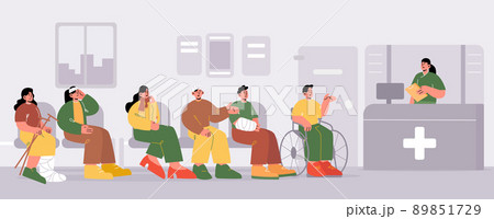 Patients waiting doctor appointment at clinic hall 89851729
