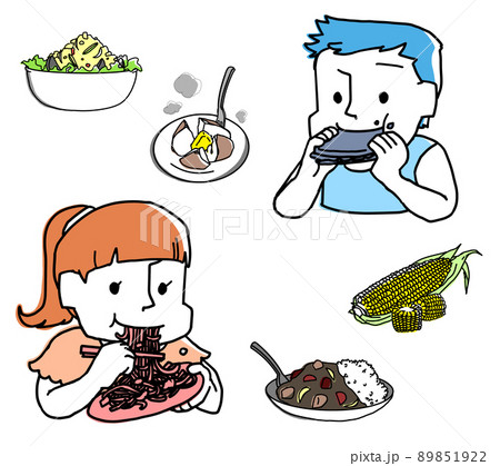 ご飯を食べるこどものイラスト 89851922