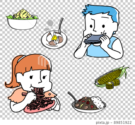 ご飯を食べるこどものイラスト 89851922