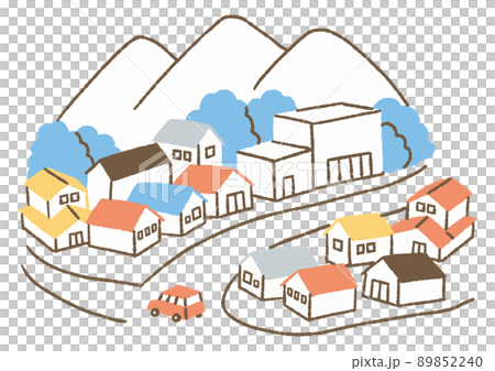 山、房子和汽車的風景_colors 89852240
