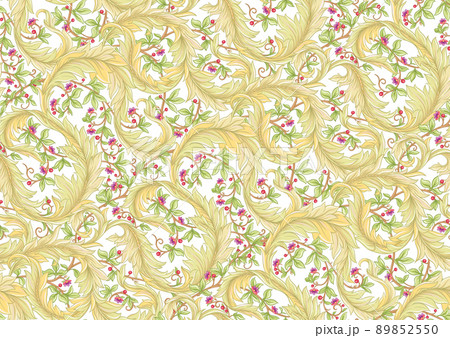 Decorative flowers and leaves in art nouveau style, vintage, old, retro style. 89852550
