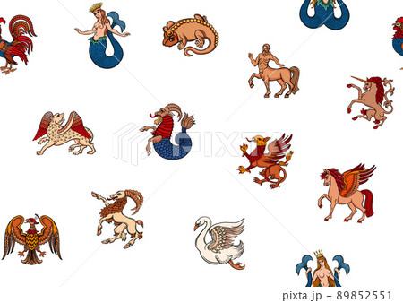 Heraldic mythical animals and creatures.  89852551