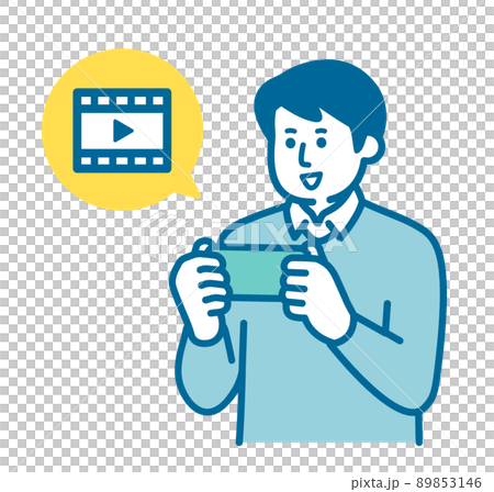 スマホで動画を見る男性 89853146