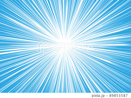集中線　漫画　コミック　背景　水色 89853587
