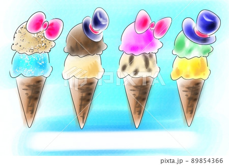 お洒落なアイスクリームのイラスト素材 [89854366] - PIXTA