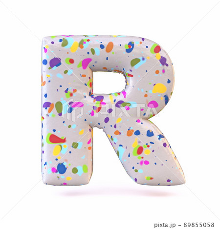 Colorful terrazzo pattern font Letter R 3D Colorful terrazzo pattern font Letter R 3D 89855058