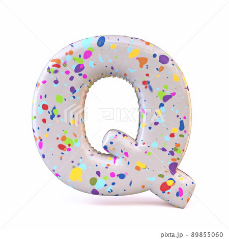 Colorful terrazzo pattern font Letter Q 3D Colorful terrazzo pattern font Letter Q 3D 89855060