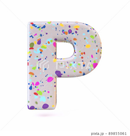 Colorful terrazzo pattern font Letter P 3D 89855061