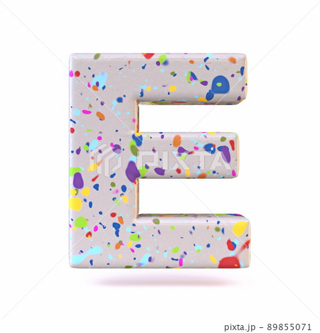 Colorful terrazzo pattern font Letter E 3D 89855071