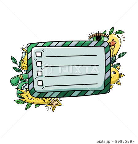 Vector doodle frame for design. Creative doodle illustrations. Template with a place for text. Vector doodle frame for design. Creative doodle illustrations. Template with a place for text. 89855597