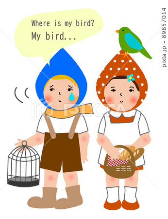 小鳥と男の子と女の子 89857014
