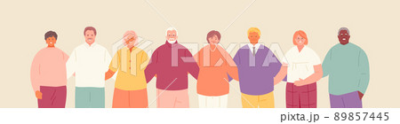 Hugging smiling elderly people vector 89857445