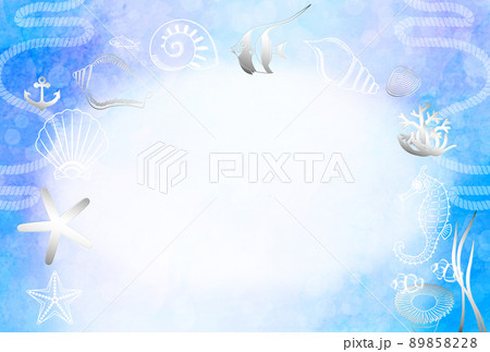 青い背景の海の生物の背景素材横向き 89858228