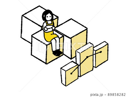 グラフを見て考える人のイラスト　アイソメトリック 89858282