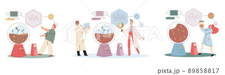 Soil analysis and earth pollution or structure control. Scientist measuring ground levels status metaphor Soil analysis and earth pollution or structure control. Scientist measuring ground levels status metaphor 89858817