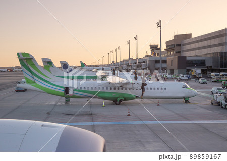 Airplanes ready to fly at the airport of Las Palmas de Gran Canaria, Canary Islands, Spain. Airports and travel by plane concept. 89859167