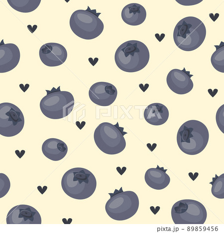 Vector seamless pattern with blueberries. Flat style 89859456