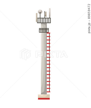 Vector illustration of a cellular communication tower in the form of a pillar. 5G, 4g signal distribution. The Internet. Modern technologies. Flat style 89859472